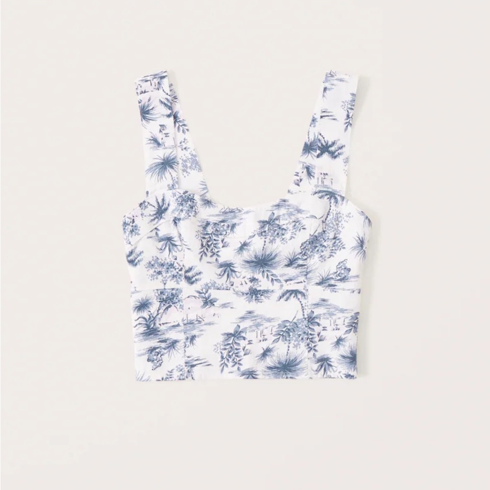 A&F Cropped Linen-Blend Corset Top